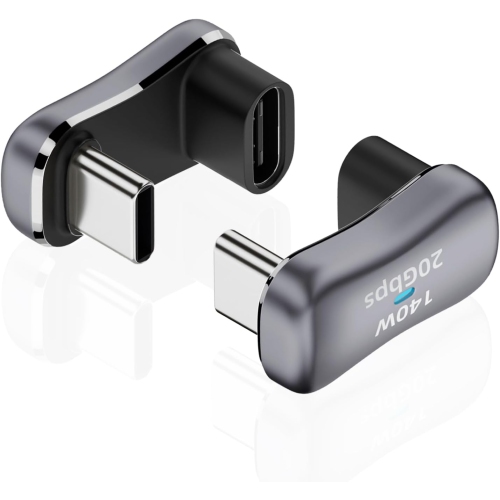 Adaptateur USB 180-C à 180°, adaptateur USB-C mâle à USB-C femelle 20&nbsp;Gb/s PD 140&nbsp;W pour Steam Deck, Switch, portable, tablette, téléphone