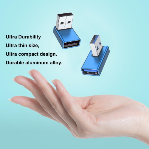 90 Degree USB 3.0 Adapter 4 Pack, Up and Down Angle, Left and Right Angle USB A Male to Female Converter Extender for PC, Laptop, USB A Charger,