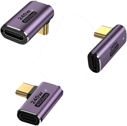 Adaptateur USB-C à USB4 90 degrés, adaptateur USB-C à USB-C mâle à USB-C femelle, 40&nbsp;Gb/s connecteur de type C de chargement 240&nbsp;W pour