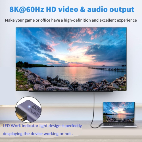 Adaptateur USB-C à USB4 90 degrés, adaptateur USB-C à USB-C mâle à USB-C femelle, 40 Gb/s connecteur de type C de chargement 240 W pour