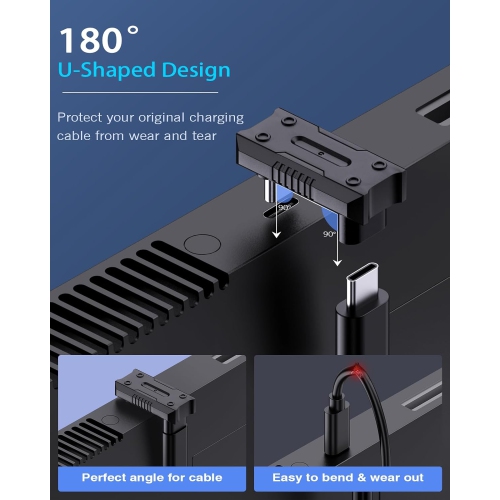 Adaptateur USB-C 180 degrés M, 2 connecteurs USB-C mâle à USB-C femelle en U avec chargement rapide PD 240 W, adaptateur USB-C en angle pour ROG