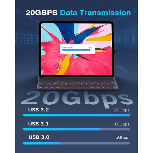 Adaptateur USB-C 180 degrés M, 2 connecteurs USB-C mâle à USB-C femelle en U avec chargement rapide PD 240 W, adaptateur USB-C en angle pour ROG