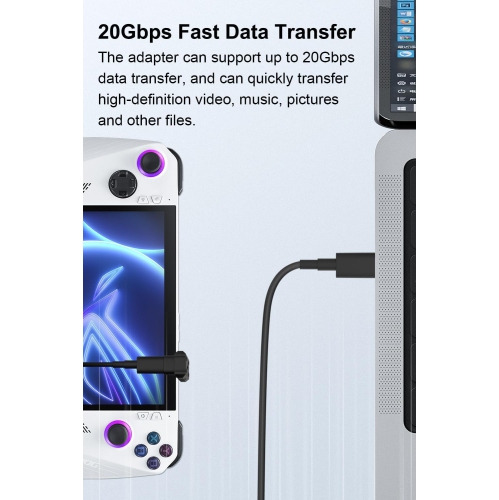 Adaptateur USB-C à angle de 180 degrés, connecteur de rallonge 100 W PD USB-C mâle à USB-C femelle pour ROG Ally, Steam Deck, Switch, portable,