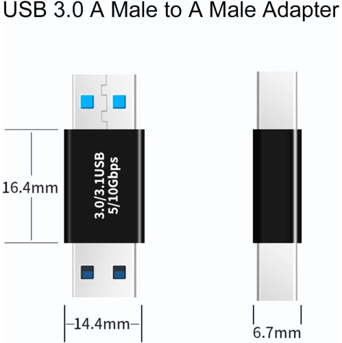 3 Pack USB 3.0 Adapter, USB-A Male to Female, Male to Male and Female to Female Extension Coupler Converter Extender Connector