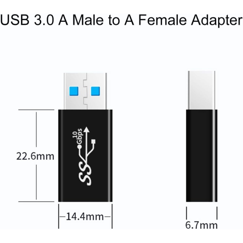 3 Pack USB 3.0 Adapter, USB-A Male to Female, Male to Male and Female to Female Extension Coupler Converter Extender Connector