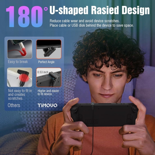 T 180 Degree USB-C Adapter 2 Pack, USB-C Male to USB-C Female Adapter Converter, Type C U Shape Extender Support 140W Fast PD Charging, for ROG Ally,