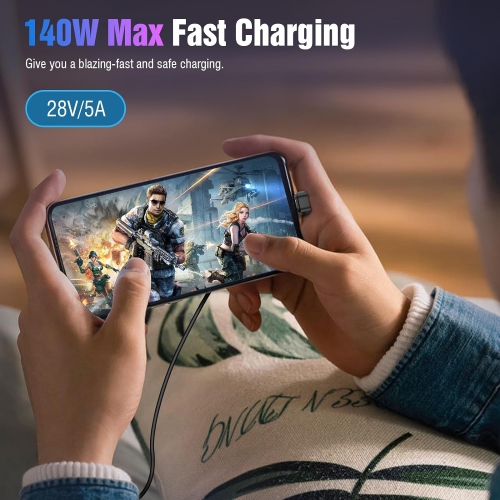 T 180 Degree USB-C Adapter 2 Pack, USB-C Male to USB-C Female Adapter Converter, Type C U Shape Extender Support 140W Fast PD Charging, for ROG Ally,