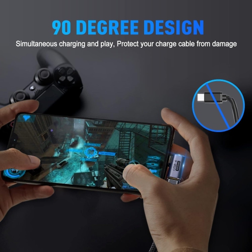 Adaptateur USB-C 90 degrés V, 40 Gb/s prolongateur USB-C mâle vers femelle à angle droit pour Steam Deck, Switch, Thunderbolt4, ordinateur