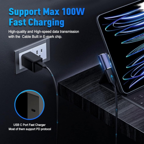 Adaptateur USB-C 90 degrés V, 40 Gb/s prolongateur USB-C mâle vers femelle à angle droit pour Steam Deck, Switch, Thunderbolt4, ordinateur