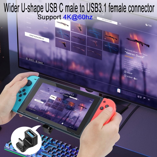 Q – Adaptateur USB-C à USB3,1 mm à angle en U large 10 Gb/s mâle de type C à USB3,1 femelle connecteur à grand angle de 180°, pour
