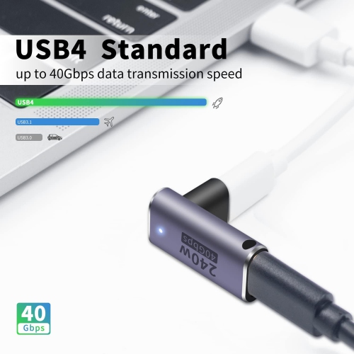 P 240W USB C Coupler Female to Female, 40Gbps USB C Coupler, 90 Degree USB C Female to Female Adapter, L Shape USB C Female Adapter Support 8K Video