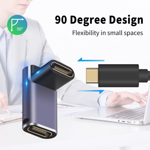 P 240W USB C Coupler Female to Female, 40Gbps USB C Coupler, 90 Degree USB C Female to Female Adapter, L Shape USB C Female Adapter Support 8K Video