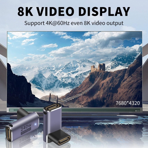 P 240W USB C Coupler Female to Female, 40Gbps USB C Coupler, 90 Degree USB C Female to Female Adapter, L Shape USB C Female Adapter Support 8K Video