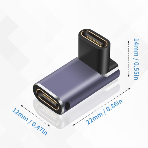 P 240W USB C Coupler Female to Female, 40Gbps USB C Coupler, 90 Degree USB C Female to Female Adapter, L Shape USB C Female Adapter Support 8K Video