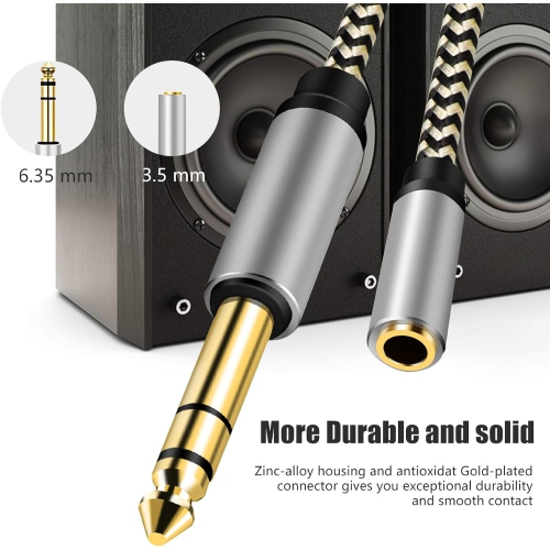 6.35 Male to Female 3.5 Headphones Adapter 10Ft,TRS 1/4 to 3.5mm Stereo Cord 6.35mm 1/4 Male to 3.5mm 1/8 Female for Amplifiers, Guitar Amp,Home