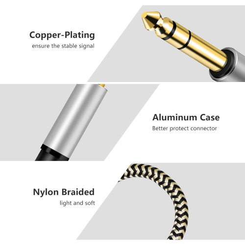 6.35 Male to Female 3.5 Headphones Adapter 10Ft,TRS 1/4 to 3.5mm Stereo Cord 6.35mm 1/4 Male to 3.5mm 1/8 Female for Amplifiers, Guitar Amp,Home