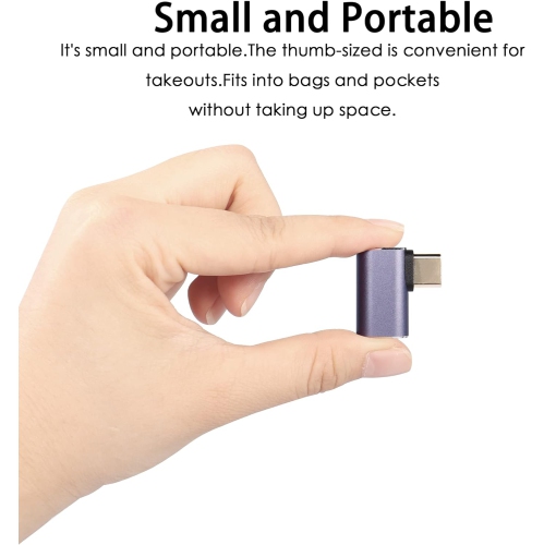 G Right Angle USB C Adapter,40Gbps Type-C Male to Female Converter,90 Degree Left USB Type-C Extender Adapter Support 100W, 8k@60Hz Video for