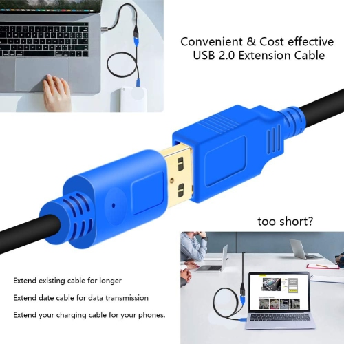USB 2.0 Extension Cable 15ft,H USB Extension Cables - Extra Long USB 2.0 A Male to A Female Cable,for Printer, Keyboard, Game Console, Loudspeaker,