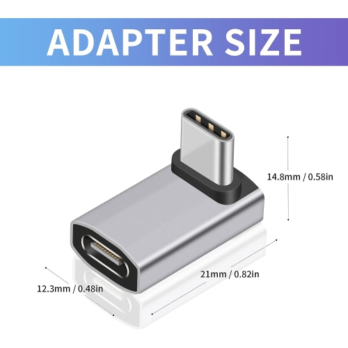 USB C 90 Degree Adapter 40Gbps, USB C Right Angle Adapter PD 240W, 90 Degree USB C Male to Female Extender Support 8K Video Support Thunderbolt 4/3