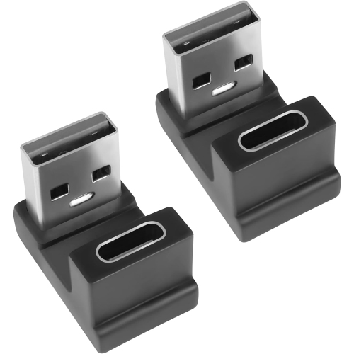 DOLAER  USB 3.1 to USB C U-Shape Angle Adapter 10GBps USB A Male to USB C Female 180° Angle Connector, for 3A Charging Otg Data Transfer, for Laptop