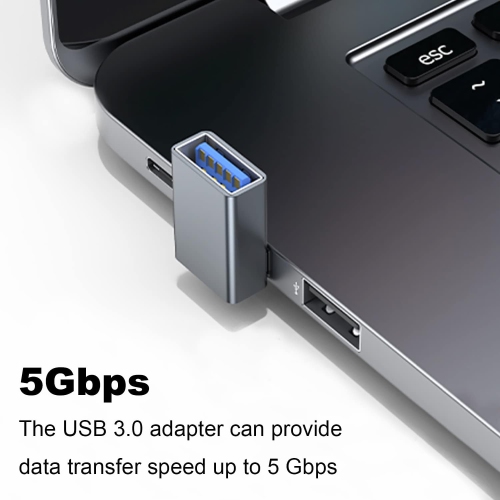 90 Degree USB 3.0 Adapter 2 Pack, Up and Down Angle USB A Male to Female Converter Extender for PC, Laptop, USB A Charger, Power Bank and More