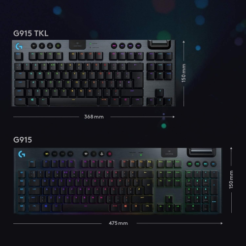 Logitech G915 TKL Tenkeyless Lightspeed Wireless RGB Mechanical Gaming Keyboard, Low Profile Switch Options, LIGHTSYNC RGB, Advanced Wireless and