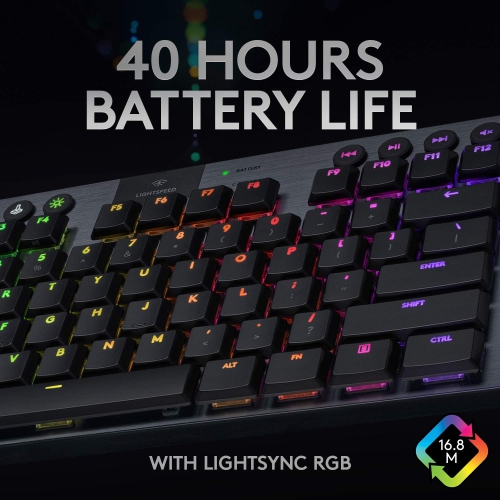 Logitech G915 TKL Tenkeyless Lightspeed Wireless RGB Mechanical Gaming Keyboard, Low Profile Switch Options, LIGHTSYNC RGB, Advanced Wireless and