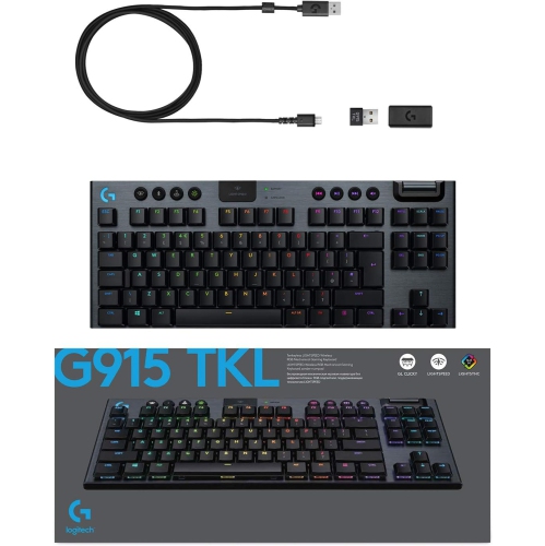 Logitech G915 TKL Tenkeyless Lightspeed Wireless RGB Mechanical Gaming Keyboard, Low Profile Switch Options, LIGHTSYNC RGB, Advanced Wireless and