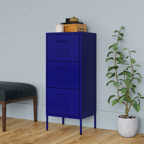 vidaXL Storage Cabinet Navy Blue 42.5x35x101.5 cm Steel