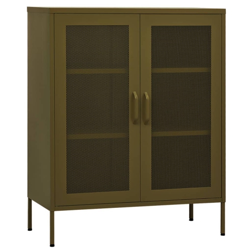 VIDAXL  Storage Cabinet Olive 80X35X101.5 Cm Steel In Green