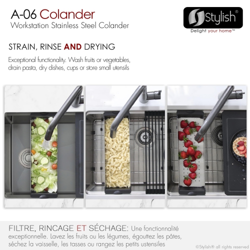 Stylish Stainless Steel Workstation Colander A-06