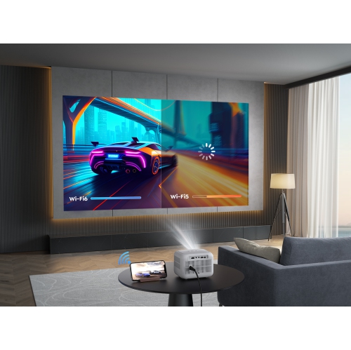 Yaber E1 Mini Projector with 5G WiFi and Bluetooth 5.2, 140 ISO Lumens 1080P