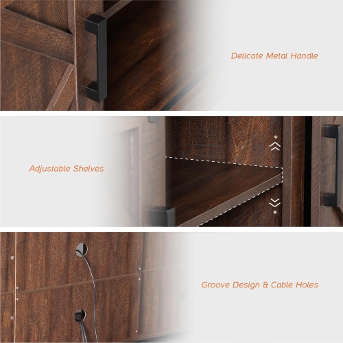 WAMPAT Fireplace TV Stand Farmhouse Sliding Barn Door Entertainment Center for TVs Up to 75 inches, Rustic Brown