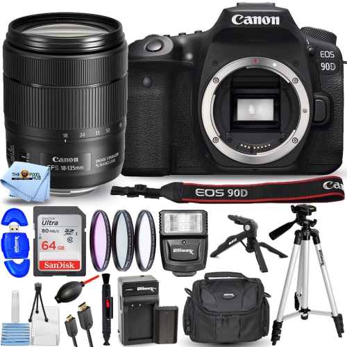 CANON  Eos 90D Dslr With 18-135MM Lens + 64GB + Ext Bat + Filter Kit Bundle