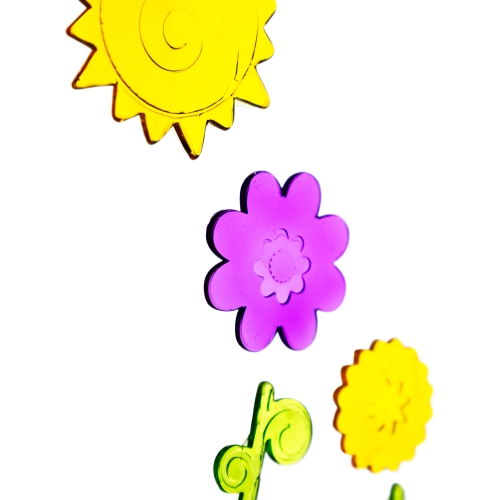 Autocollants de fenêtre en gel printanier fleurs roses et violettes, paq. 14