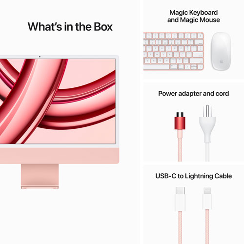 Apple iMac 24" (Fall 2023) - Pink (Apple M3 Chip / 8-Core GPU / 256GB SSD / 8GB RAM) - French