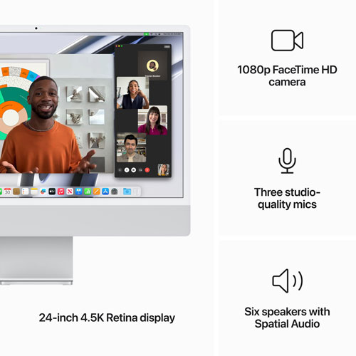 Apple iMac 24" (Fall 2023) - Silver (Apple M3 Chip / 10-Core GPU / 512GB SSD / 8GB RAM) - French