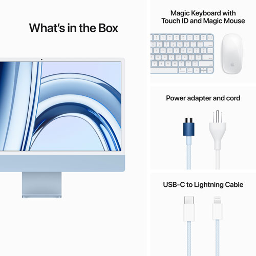 Apple iMac 24" (Fall 2023) - Blue (Apple M3 Chip / 10-Core GPU / 256GB SSD / 8GB RAM) - English