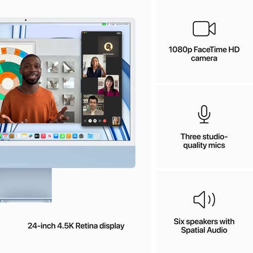 Apple iMac 24" (Fall 2023) - Blue (Apple M3 Chip / 10-Core GPU / 256GB SSD / 8GB RAM) - English