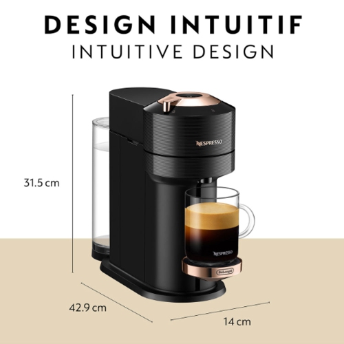 Nespresso Vertuo Next Deluxe Coffee & Espresso Machine by De'Longhi with Aeroccino- Black/Chrome