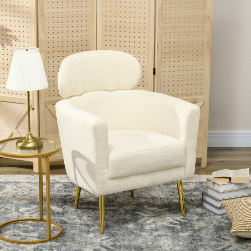 Fauteuil d'appoint moderne avec appuie-tête amovible, fauteuil en tonneau rembourré confortable pour le salon, la chambre à coucher, le bureau à