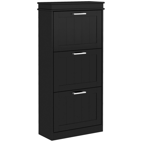 HOMCOM – Armoire à chaussures pour l'entrée, armoire de rangement étroite pour chaussures avec 3 tiroirs rabattables et tablettes réglables pour 15 p