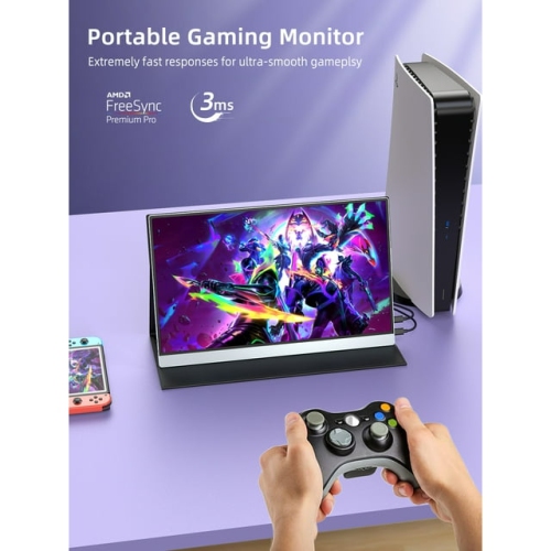 UPERFECT 15.6" Portable Monitor 4K for Working and Traveling, W/ Smart Stand & Dual Speakers, Aluminum Alloy Frame