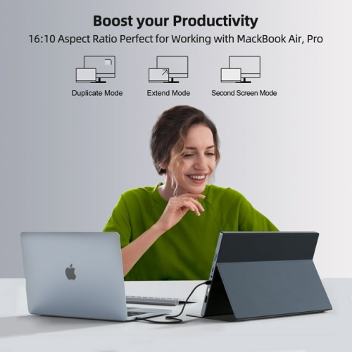 Travel Monitor 13.3" FHD Lightweight & Ultra-slim, 1920x 1200 USB-C HDMI Portable Monitor Second External Computer Display for MacBook