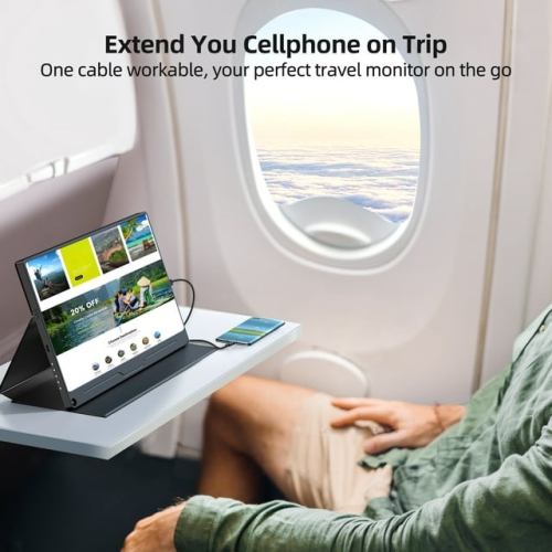 Travel Monitor 13.3" FHD Lightweight & Ultra-slim, 1920x 1200 USB-C HDMI Portable Monitor Second External Computer Display for MacBook