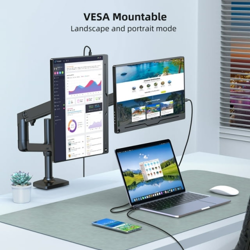 Travel Monitor 13.3" FHD Lightweight & Ultra-slim, 1920x 1200 USB-C HDMI Portable Monitor Second External Computer Display for MacBook