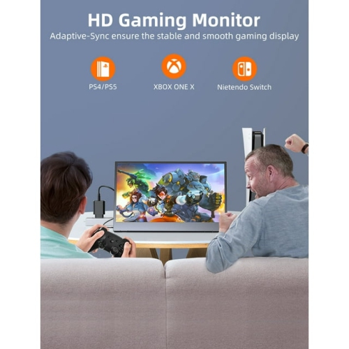 14 Inch Portable Monitor Freestanding, 1080P FHD IPS HDR Laptop Screen Gaming Display, External USB C HDMI Monitor For Laptop Phone Xbox Switch PS4/5