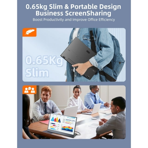 14 Inch Portable Monitor Freestanding, 1080P FHD IPS HDR Laptop Screen Gaming Display, External USB C HDMI Monitor For Laptop Phone Xbox Switch PS4/5