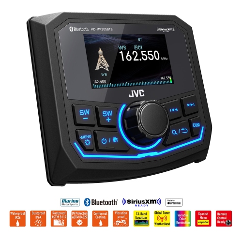 Récepteur multimédia numérique nautique Bluetooth MP3 KD-MR305BTS de JVC avec écran ACL à matrice active de 2,7 po