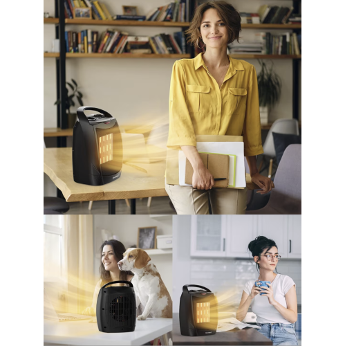 Portable Electric Space Heater with Thermostat, 1500W/750W Safe & Quiet Ceramic Heater Fan